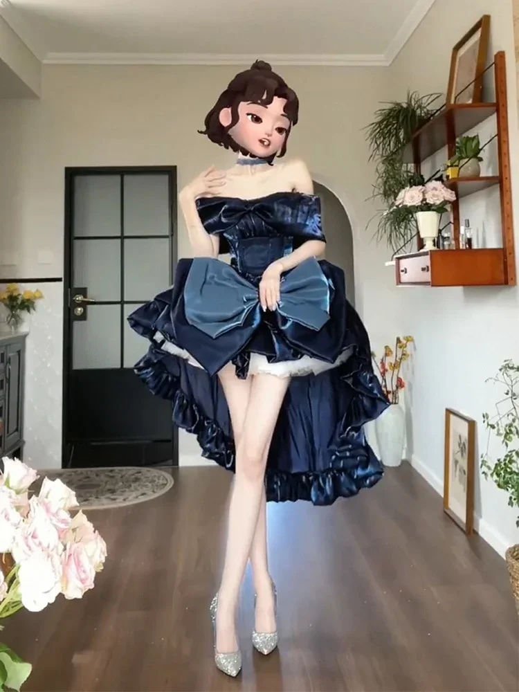 Lolita Princess Blue Pettiskirt Dress Sleeveless High Waist Slim Fit Back Big Bow Long Trailing Strapless Short Dress Women 2024
Lolita Princess Blue Pettiskirt Dress Sleeveless High Waist Slim Fit Back Big Bow Long Trailing Strapless Short Dress Women 2024
