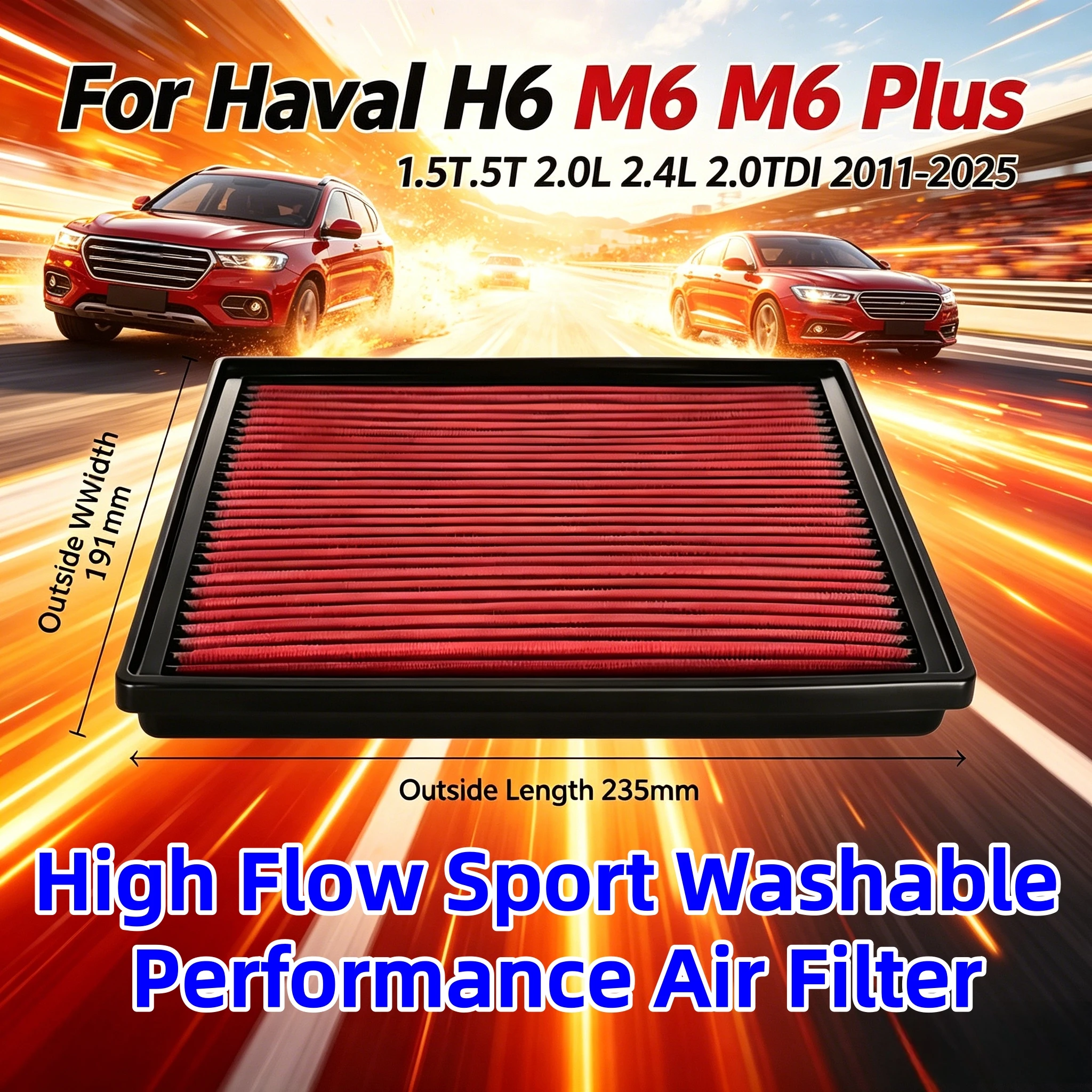 Высокопроизводительный моющийся спортивный воздушный фильтр для GREAT WALL Hover Haval H6 M6 Plus 1.5T 2.0L 2.4L 2.0TD 33-2227 1109110XKZ16A
Высокопроизводительный моющийся спортивный воздушный фильтр для GREAT WALL Hover Haval H6 M6 Plus 1.5T 2.0L 2.4L 2.0TD 33-2227 1109110XKZ16A