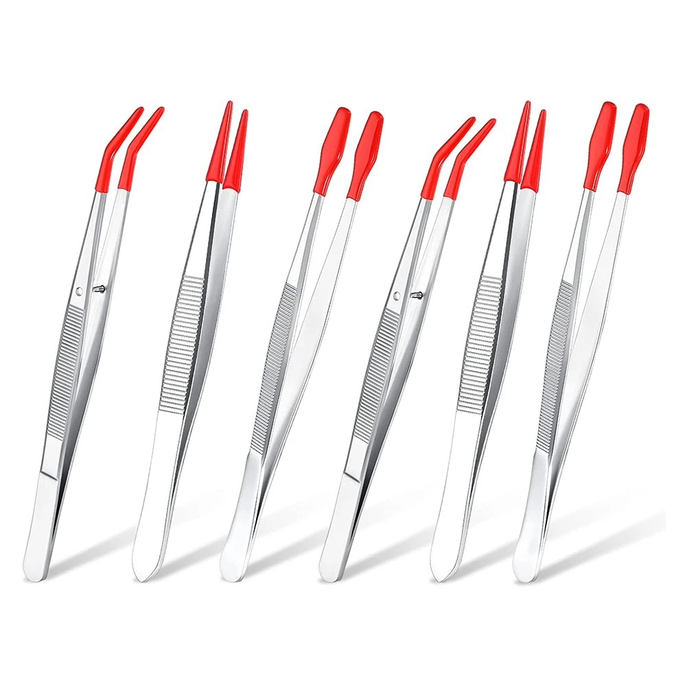 6Pcs Tweezers with Rubber Tips Set Soft PVC Rubber Coated Tips Bent and Straight Flat Tip Precision Bent Long Tweezers
6Pcs Tweezers with Rubber Tips Set Soft PVC Rubber Coated Tips Bent and Straight Flat Tip Precision Bent Long Tweezers
