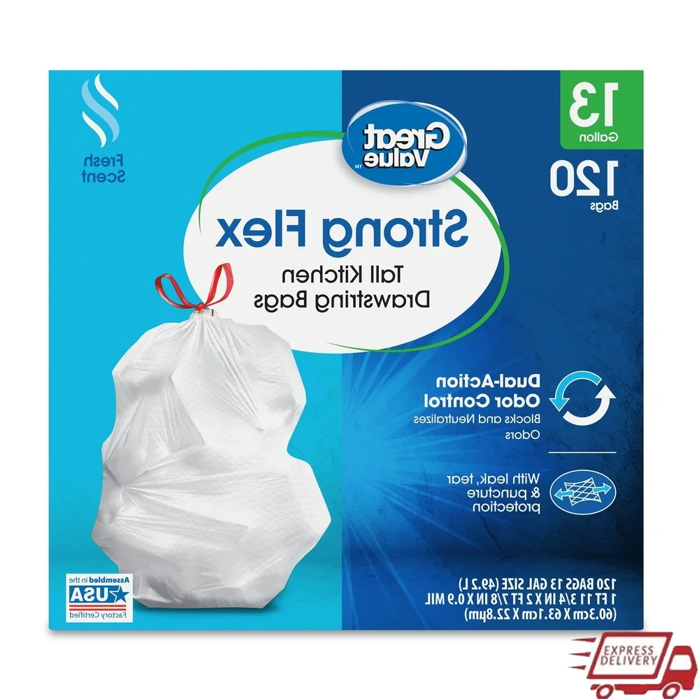 Strong Flex 13-галонные кухонные мешки для мусора на шнурке, свежий аромат, 120 шт., контроль запаха, устойчивая к разрыву, сверхмощная корзина для мусора
Strong Flex 13-галонные кухонные мешки для мусора на шнурке, свежий аромат, 120 шт., контроль запаха, устойчивая к разрыву, сверхмощная корзина для мусора