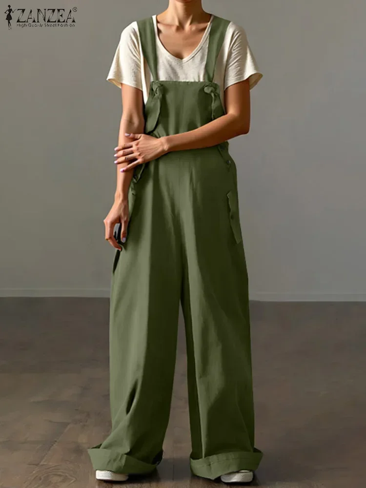 ZANZEA 2025 Summer Chic Overalls Fashion Solid Color Sleeveless Rompers Korean Bandage Wide Leg Jumpsuit Overalls Streetwear
ZANZEA 2025 Summer Chic Overalls Fashion Solid Color Sleeveless Rompers Korean Bandage Wide Leg Jumpsuit Overalls Streetwear