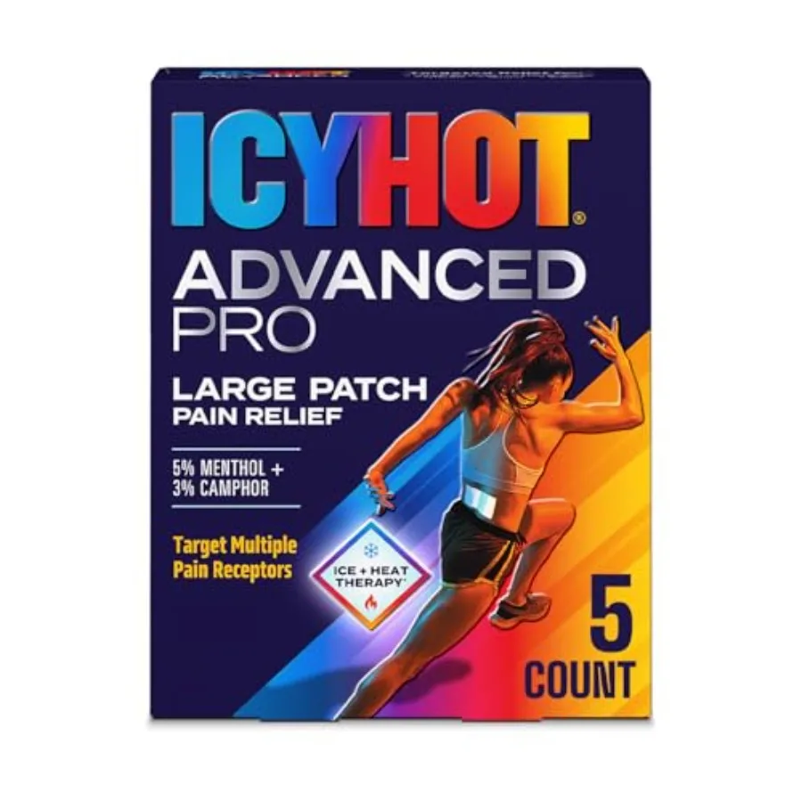 Icy Hot Advanced PRO Pain Relief Patches, Extra Strength with Menthol 5% and Camphor 3%, Fabric Patch for Backaches, Neck, Shou
Icy Hot Advanced PRO Pain Relief Patches, Extra Strength with Menthol 5% and Camphor 3%, Fabric Patch for Backaches, Neck, Shou