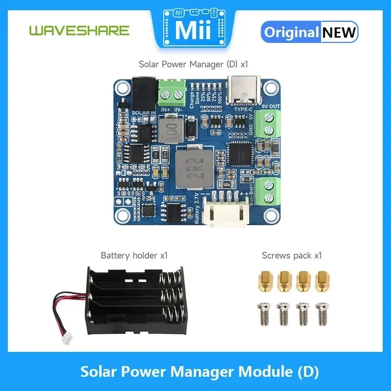 Waveshare Solar Power Manager Module D 6V~24V Solar Panel Type-C Power Adapter 5V/3A Regulated Output for Electronics
Waveshare Solar Power Manager Module D 6V~24V Solar Panel Type-C Power Adapter 5V/3A Regulated Output for Electronics