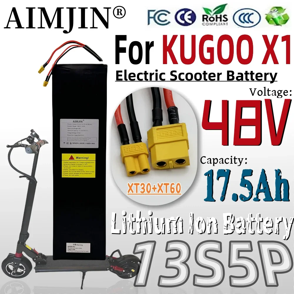 100% New 13S5P Lithium Battery Pack 48V 17.5Ah Rechargeable Battery with BMS For Kugoo X1/X1 Plus Electric Scooter Battery
100% New 13S5P Lithium Battery Pack 48V 17.5Ah Rechargeable Battery with BMS For Kugoo X1/X1 Plus Electric Scooter Battery