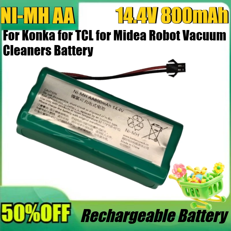 Replacement AA 14.4V 800mAh Li-ion Battery for Konka for TCL for Midea Robot Vacuum Cleaners Battery Long Lasting Performance
Replacement AA 14.4V 800mAh Li-ion Battery for Konka for TCL for Midea Robot Vacuum Cleaners Battery Long Lasting Performance