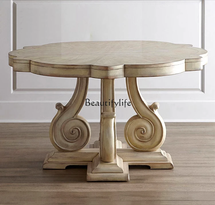 French rural all-solid wood creative carved dining table American oak old
French rural all-solid wood creative carved dining table American oak old