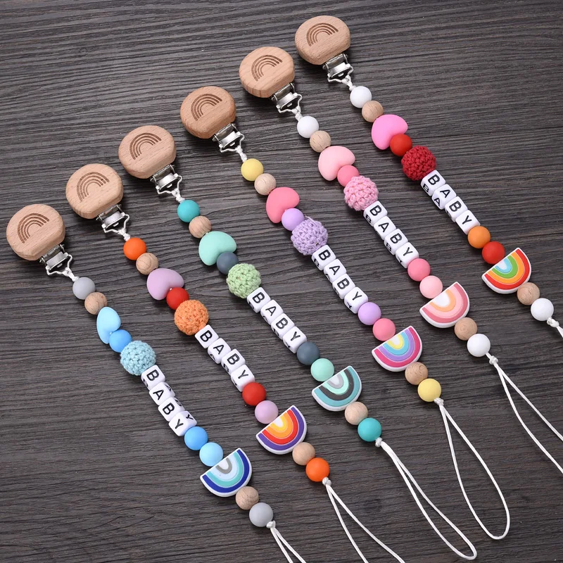 Rainbow Beech Pacifier Clip Geometric Crochet Beads Personalized Name Silicone Beads Pacifier Chain Baby Dummy Holder Chew Toys
Rainbow Beech Pacifier Clip Geometric Crochet Beads Personalized Name Silicone Beads Pacifier Chain Baby Dummy Holder Chew Toys
