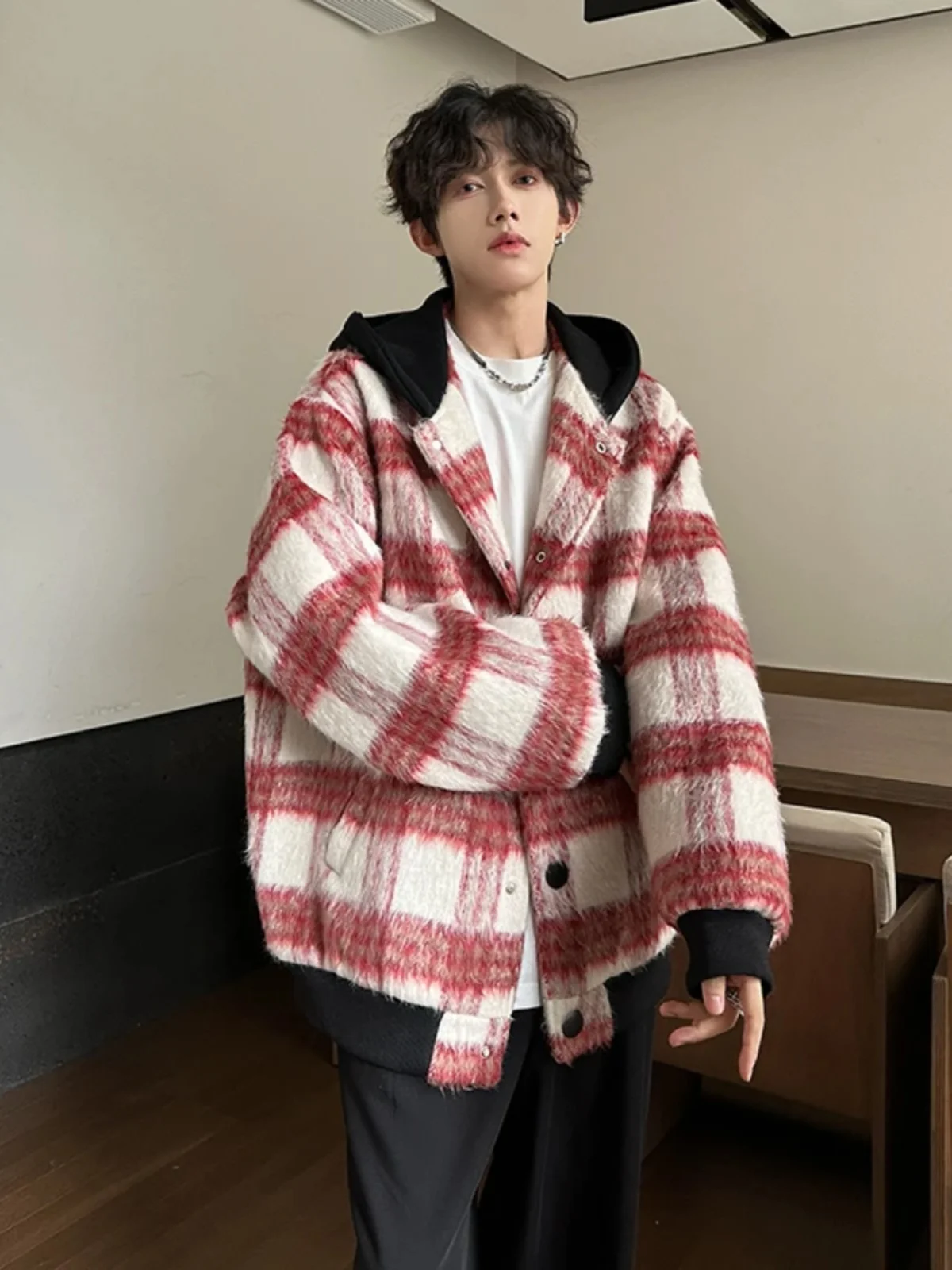 Preppy Plaid Woolen Jaet Men's Autumn Winter Loose Fit Hat Casual Versatile Street Sle Coat Youth Trend Anti-Wrinkle Long...
Preppy Plaid Woolen Jaet Men's Autumn Winter Loose Fit Hat Casual Versatile Street Sle Coat Youth Trend Anti-Wrinkle Long...