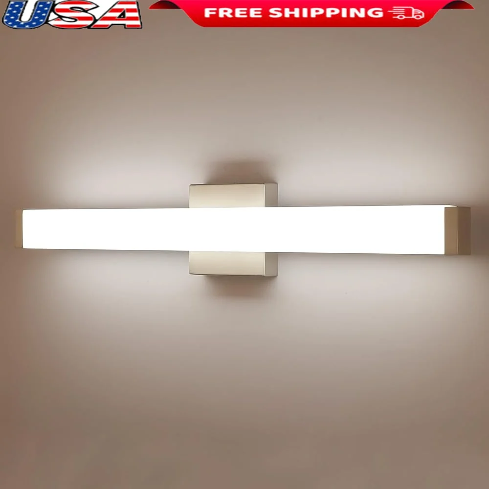 Brushed Nickel Bathroom Vanity Light 24 Inch LED Wall Bar Fixture 14W 4000K Natural White Waterproof IP44 Modern Design
Brushed Nickel Bathroom Vanity Light 24 Inch LED Wall Bar Fixture 14W 4000K Natural White Waterproof IP44 Modern Design