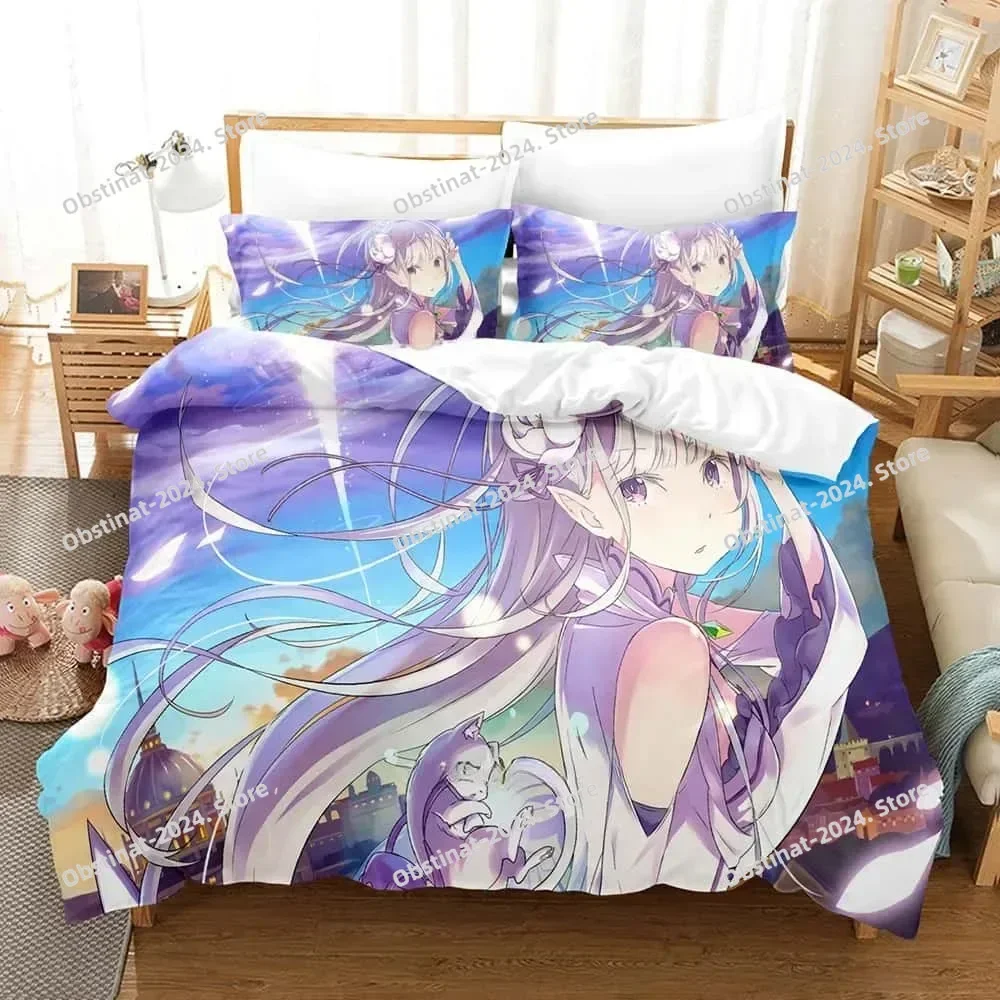 Anime ReZERO -Starting Life in Another World Bedding Set Printed Bed Set With Pillowcase Duvet Cover Soft Queen Super King Size 
Anime ReZERO -Starting Life in Another World Bedding Set Printed Bed Set With Pillowcase Duvet Cover Soft Queen Super King Size