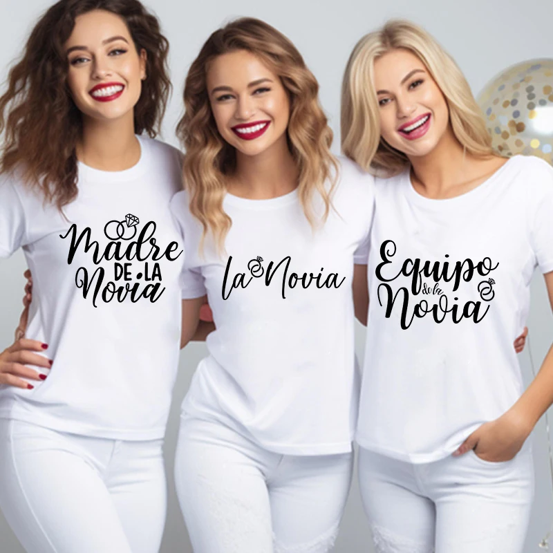 Spanish Woman Team Bride Bridesmaid T-shirt Bachelorette Hen Party Blouses Bridal Wedding Tees Father Mother of The Bride Tops
Spanish Woman Team Bride Bridesmaid T-shirt Bachelorette Hen Party Blouses Bridal Wedding Tees Father Mother of The Bride Tops