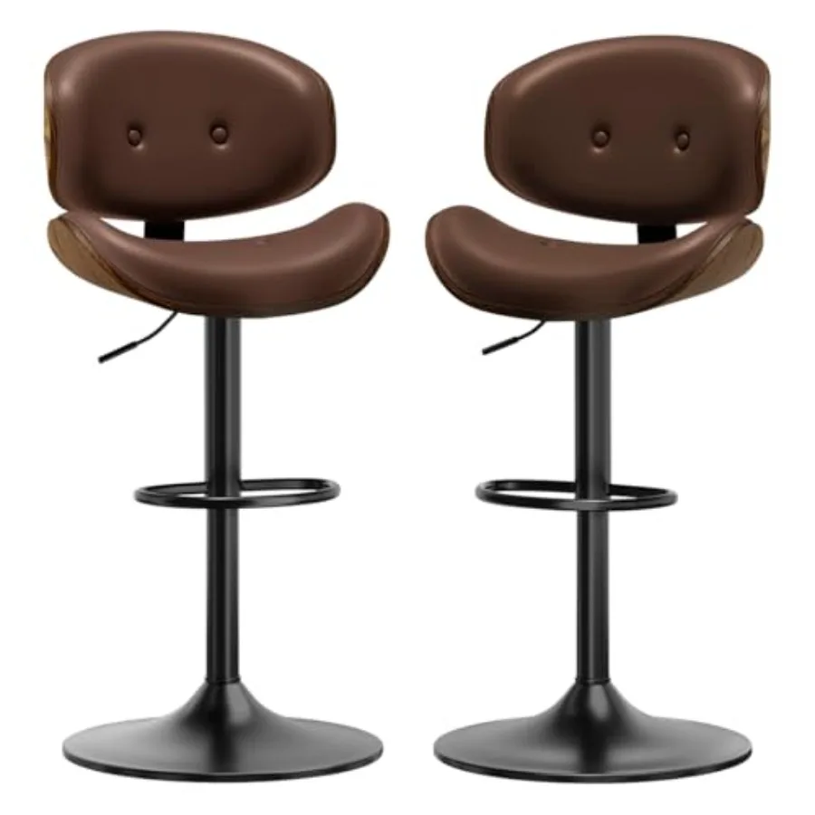 Adjustable Swivel Bar Stools Chair Counter Height Bar Stools with Back Upholstered Pub Stools with Footrest Brown Set of 2
Adjustable Swivel Bar Stools Chair Counter Height Bar Stools with Back Upholstered Pub Stools with Footrest Brown Set of 2