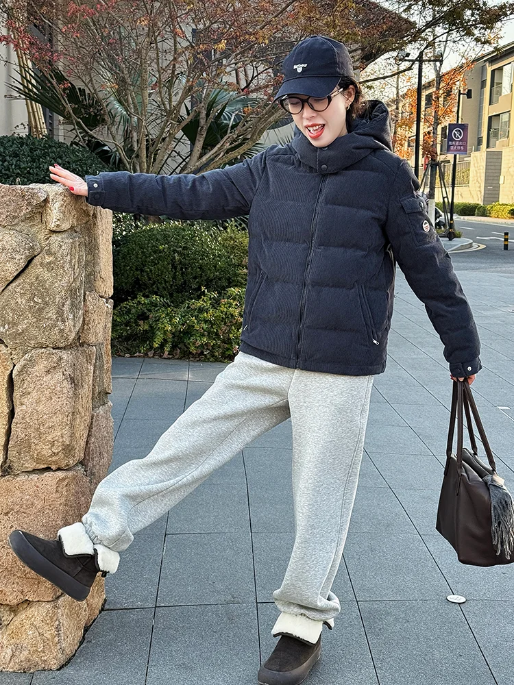 Women's Hooded down Jaet Beige Corduroy Warmth Padded Coat White Goose down Casual Loose Fit Winter Outerwear
Women's Hooded down Jaet Beige Corduroy Warmth Padded Coat White Goose down Casual Loose Fit Winter Outerwear