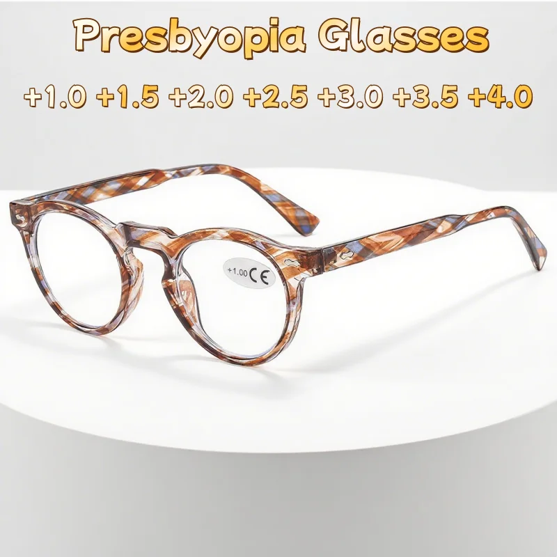 New Men's and Women's Anti Blue Light Presbyopia Glasses Fashion Striped Round Frame High-definition Glasses Diopter To +4.0
New Men's and Women's Anti Blue Light Presbyopia Glasses Fashion Striped Round Frame High-definition Glasses Diopter To +4.0