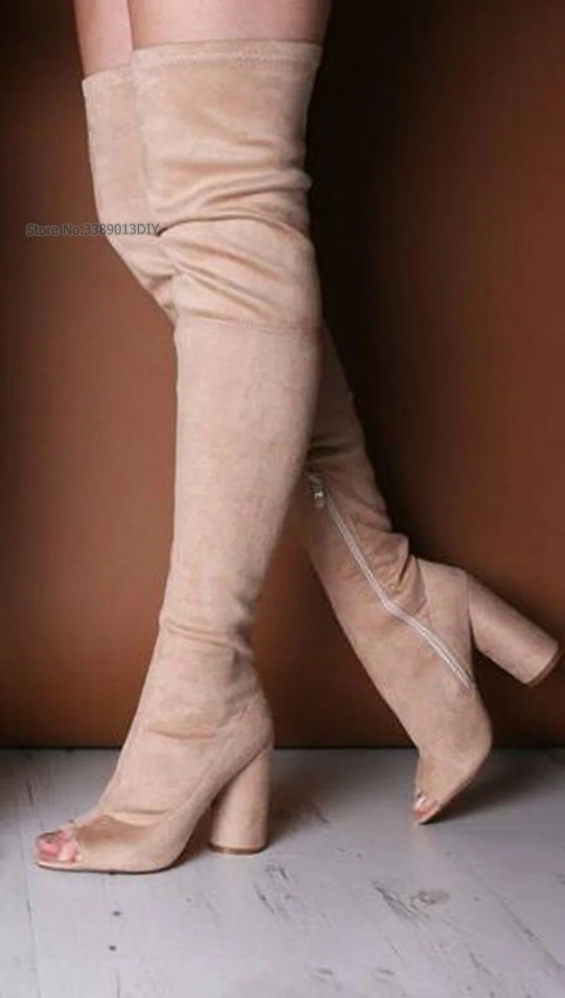 Hot selling open toe thigh high boots sexy stretch fabric thick heels woman boots over the knee high heel boots nude black
Hot selling open toe thigh high boots sexy stretch fabric thick heels woman boots over the knee high heel boots nude black