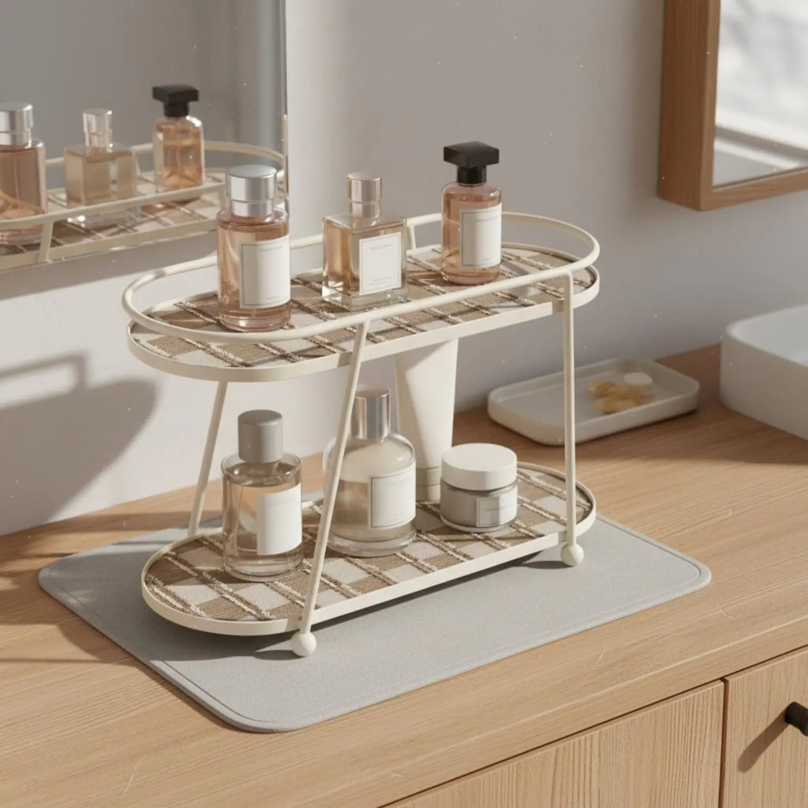 Cosmetic Display Rack Wrought Iron Frame Vanity Countertop Organizer Skincare Storage Shelf Space Saving Perfume Display Stand
Cosmetic Display Rack Wrought Iron Frame Vanity Countertop Organizer Skincare Storage Shelf Space Saving Perfume Display Stand