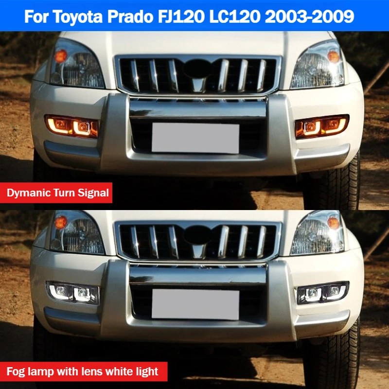 Для Toyota Prado FJ120 LC120 2003-2009: Передние светодиодные противотуманные фары, модифицированные дневные ходовые огни, динамические указатели поворота, дневные ходовые огни
Для Toyota Prado FJ120 LC120 2003-2009: Передние светодиодные противотуманные фары, модифицированные дневные ходовые огни, динамические указатели поворота, дневные ходовые огни