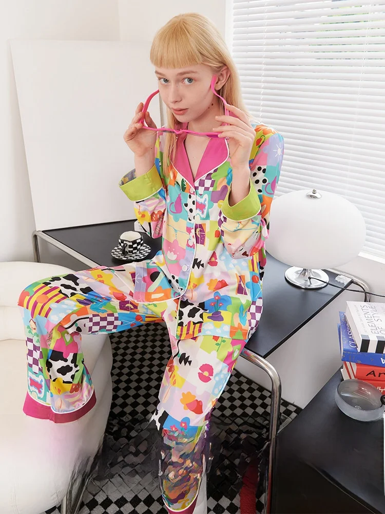 Tian Xiu Wei Ice Silk Sleepwear Women's Cartoon Print Home Clothes Two-Piece Set Comfortable Loose Fit Short Sleeve Nightgown
Tian Xiu Wei Ice Silk Sleepwear Women's Cartoon Print Home Clothes Two-Piece Set Comfortable Loose Fit Short Sleeve Nightgown