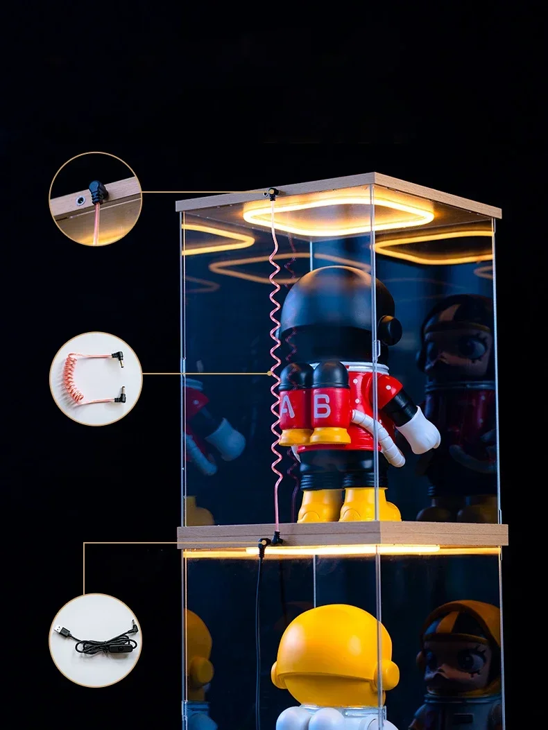 Акриловый прозрачный витрина с кольцевыми светодиодными фонарями для демонстрации фигурок, сборочный чехол для хранения пыли для моделей автомобилей и кукол 
Акриловый прозрачный витрина с кольцевыми светодиодными фонарями для демонстрации фигурок, сборочный чехол для хранения пыли для моделей автомобилей и кукол