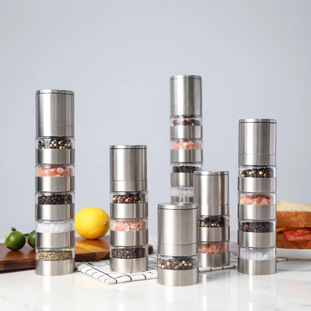 Stackable Multi-layer Pepper Grinder Adjustable Manual Spice Jars Stainless Steel Ceramic Grinding Core Pepper Salt Mill Cooking
Stackable Multi-layer Pepper Grinder Adjustable Manual Spice Jars Stainless Steel Ceramic Grinding Core Pepper Salt Mill Cooking