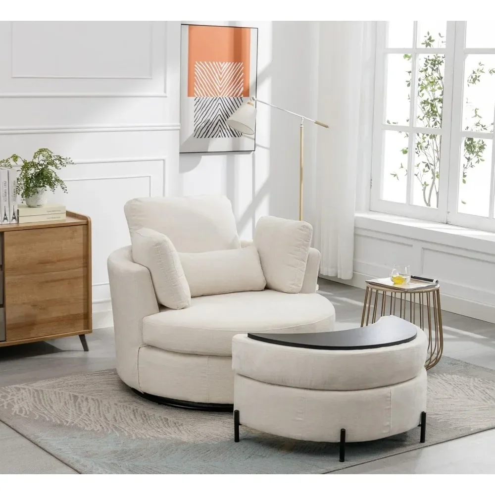 42" W Swivel Accent Barrel Chair Set Lounge Club Big Round Sofa with 4 Pillows for Living Room, Bedroom, Study
42" W Swivel Accent Barrel Chair Set Lounge Club Big Round Sofa with 4 Pillows for Living Room, Bedroom, Study