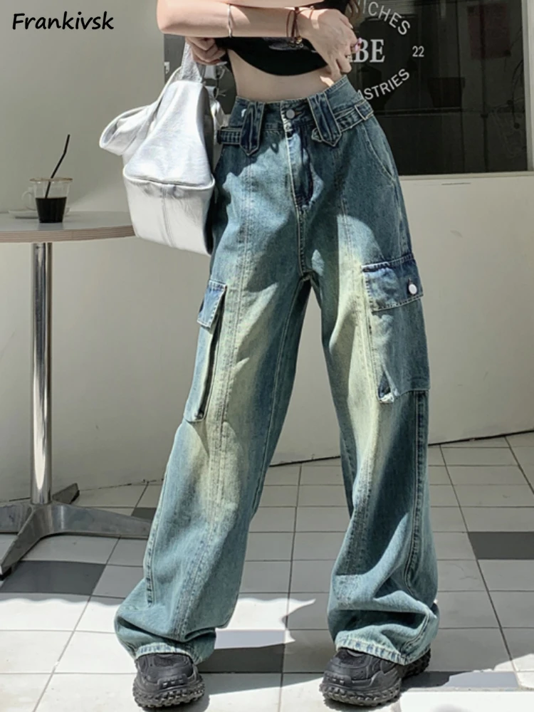 Jeans Women High Waist Pocket Vintage Loose Spring Summer Leisure Fashion Korean Style Washed Bleached Office Lady Simple Solid
Jeans Women High Waist Pocket Vintage Loose Spring Summer Leisure Fashion Korean Style Washed Bleached Office Lady Simple Solid