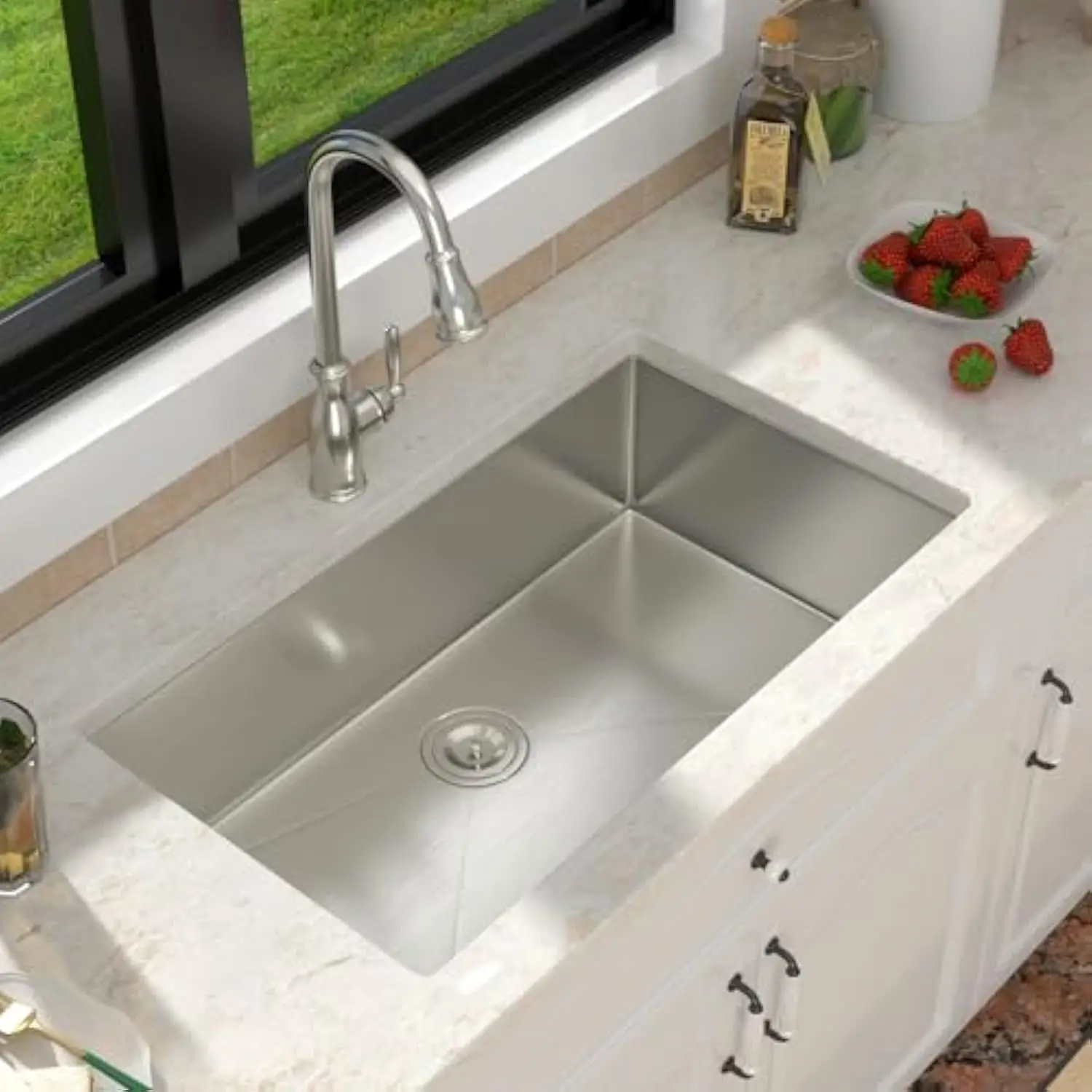 30 英寸 Undermount Kitchen Sink 16 Gague Stainless Steel Handmade Sink Single Bowl Large Deep under Counter Sinks, 30X18X9
30 英寸 Undermount Kitchen Sink 16 Gague Stainless Steel Handmade Sink Single Bowl Large Deep under Counter Sinks, 30X18X9