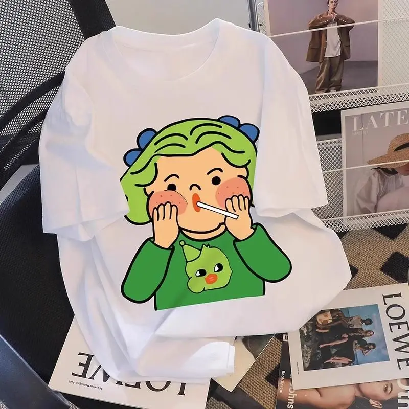 Summer Women Clothing Fashion Casual Basics T-shirt Cartoon Printed Pure Cotton Short Sleeve Y2k Chic O-neck Tops
Summer Women Clothing Fashion Casual Basics T-shirt Cartoon Printed Pure Cotton Short Sleeve Y2k Chic O-neck Tops