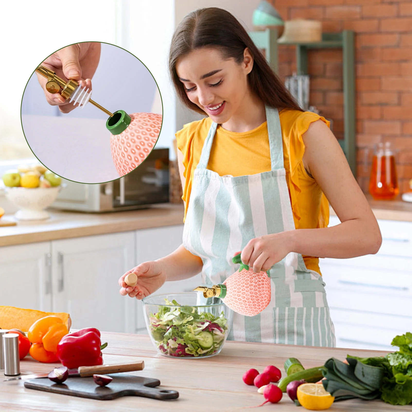 Ceramic Oil Vinegar Dispenser Creative Strawberry Design Vinegar Bottle for Oil Vinegar Sauce Syrups
Ceramic Oil Vinegar Dispenser Creative Strawberry Design Vinegar Bottle for Oil Vinegar Sauce Syrups