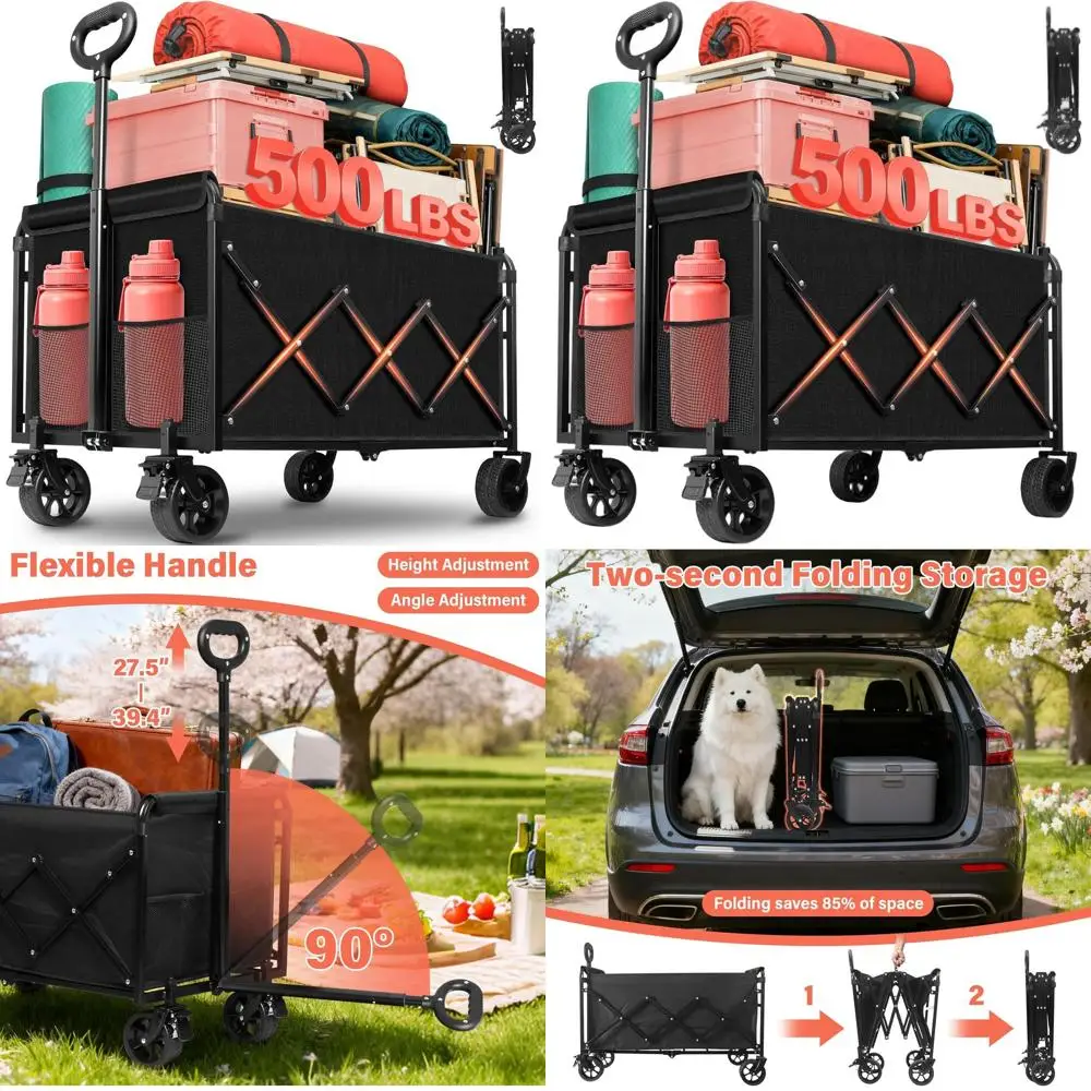 Folding Beach Wagon with 500 lbs Capacity - Large Portable Utility Cart for Outdoors, Shopping, and More
Folding Beach Wagon with 500 lbs Capacity - Large Portable Utility Cart for Outdoors, Shopping, and More