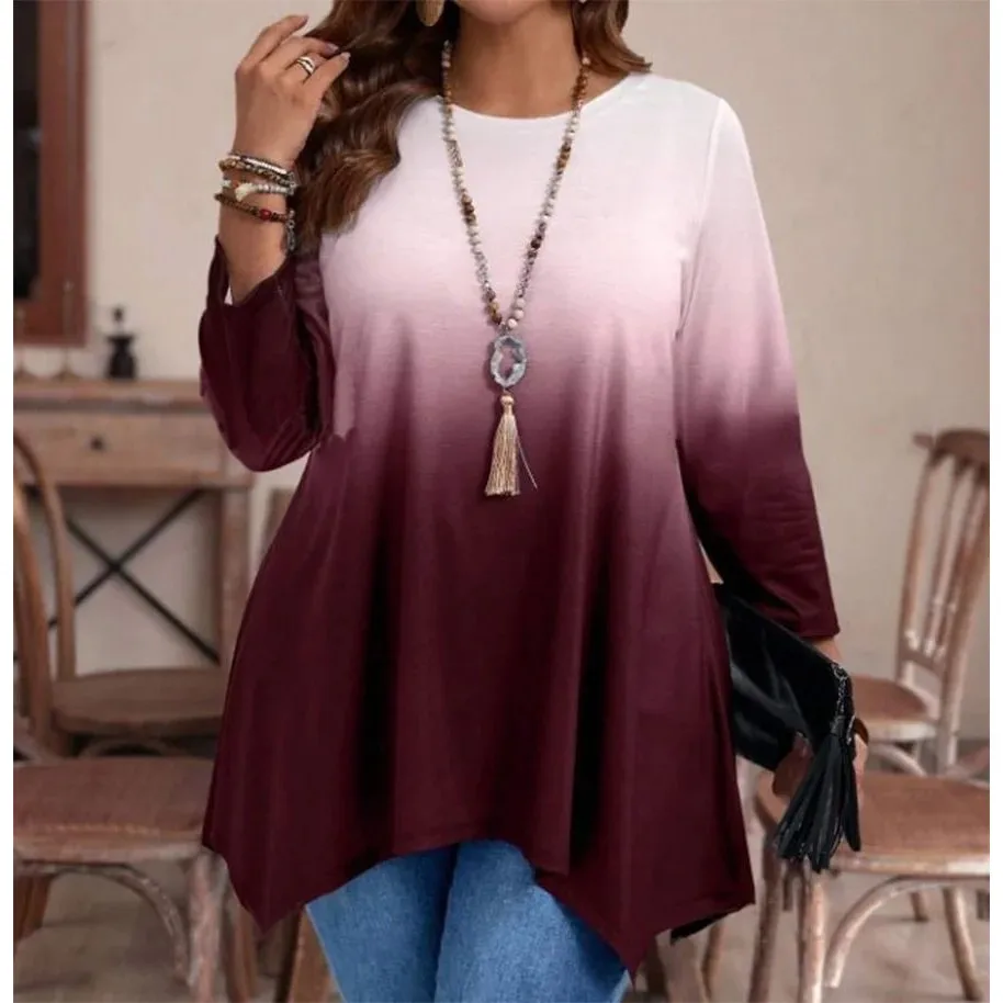 plus Size Gradient Printed Casual round Neck T-Shirt Women's Large Size Fashionable Comfortable Cotton Blend Top
plus Size Gradient Printed Casual round Neck T-Shirt Women's Large Size Fashionable Comfortable Cotton Blend Top