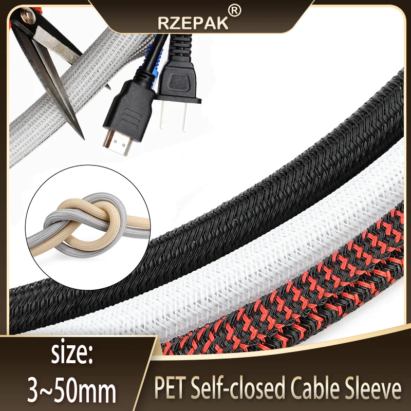 3~50mm Self-Closed PET Braided Cable Sleeve 1-5m | High Protection Wear Resistant Insulated Wire Organizer
3~50mm Self-Closed PET Braided Cable Sleeve 1-5m | High Protection Wear Resistant Insulated Wire Organizer
