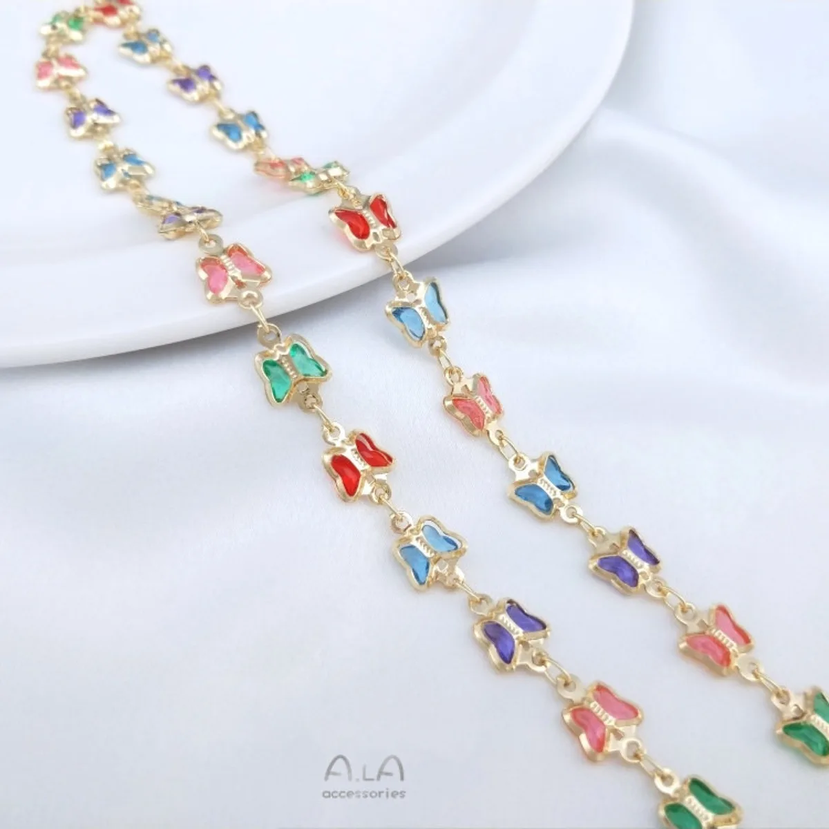 14K Gold Plated Color Zircon Butterfly Chain, Handmade Loose Chain For DIY Bracelet & Necklace Making
14K Gold Plated Color Zircon Butterfly Chain, Handmade Loose Chain For DIY Bracelet & Necklace Making