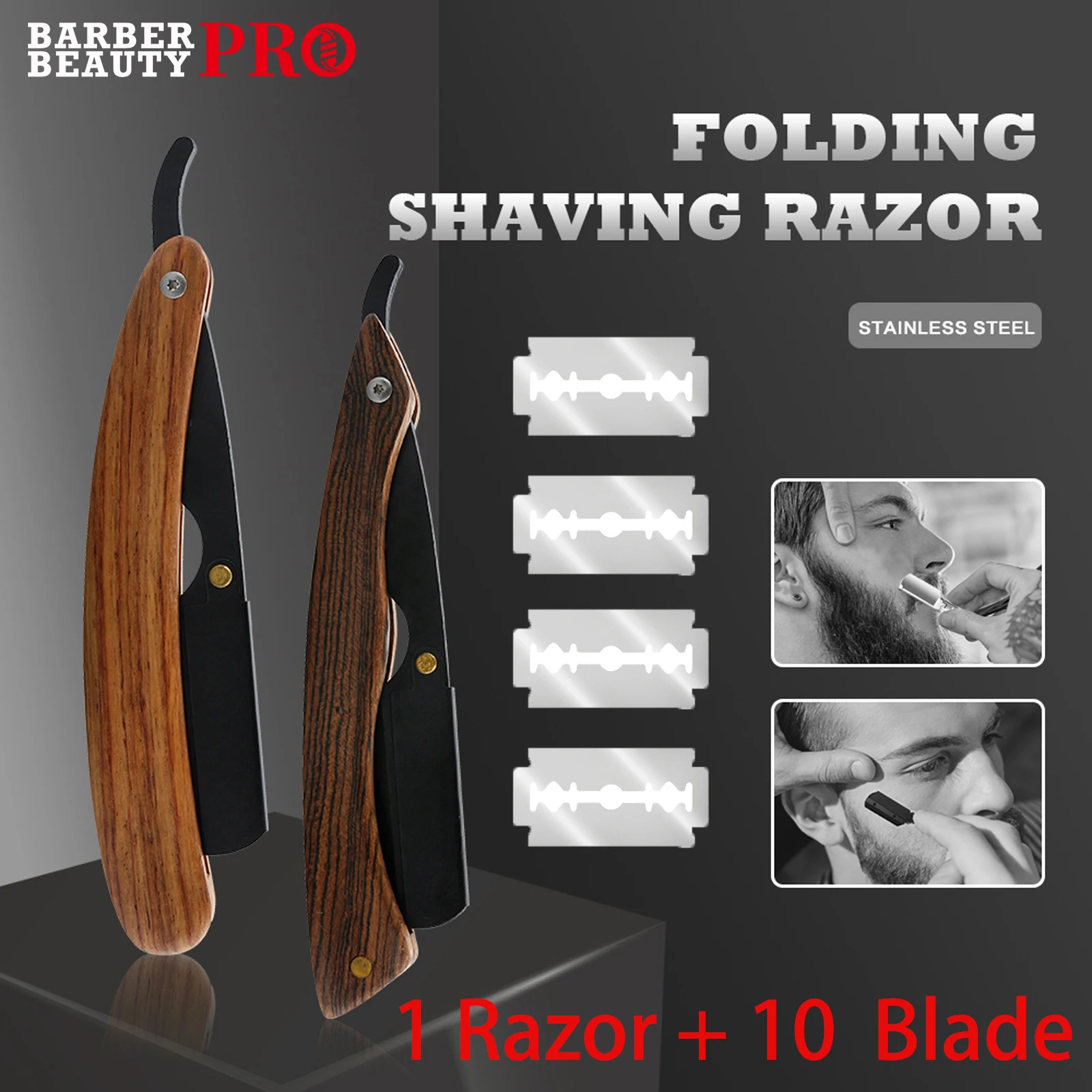 Мужская парикмахерская бритва, профессиональная ручная бритва, бритва из нержавеющей стали с прямыми краями, деревянная ручка, складная бритва с 10-лезвийным лезвием
Мужская парикмахерская бритва, профессиональная ручная бритва, бритва из нержавеющей стали с прямыми краями, деревянная ручка, складная бритва с 10-лезвийным лезвием