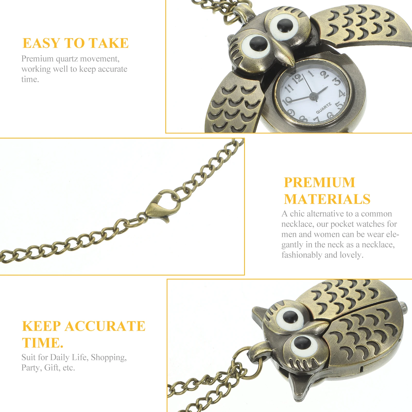 Vintage Bronze Pocket Watch Quartz Movement Owl Design Pendant Necklace For Men Women Gift Party Daily Wear Timepiece Accessory
Vintage Bronze Pocket Watch Quartz Movement Owl Design Pendant Necklace For Men Women Gift Party Daily Wear Timepiece Accessory