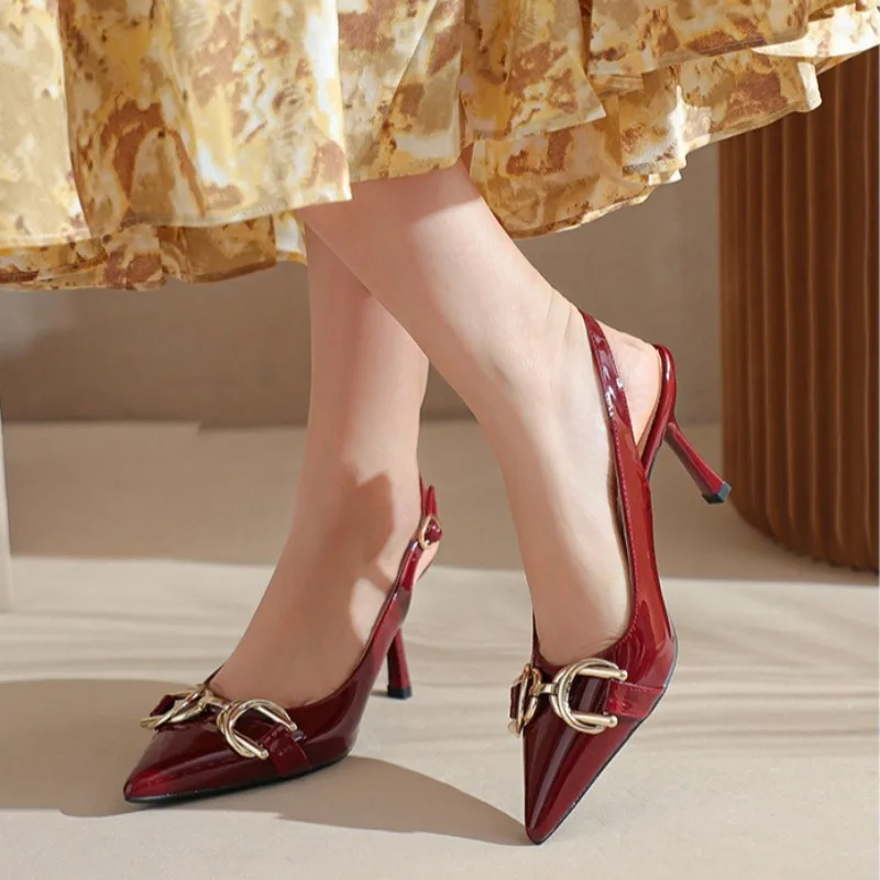 New Womens Shoes Exquisite French High Heeled Sandals for Woman Fashion Patent Leather Casual Shoes Designer Shoes Zapatos Mujer
New Womens Shoes Exquisite French High Heeled Sandals for Woman Fashion Patent Leather Casual Shoes Designer Shoes Zapatos Mujer