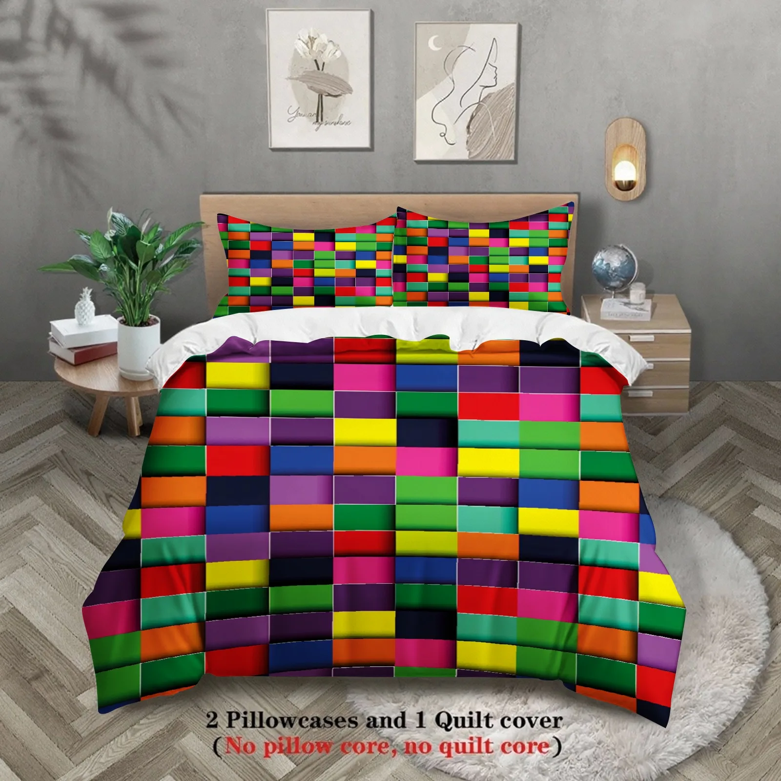 Rainbow 3D Geometric Bedding Set Colorful Block Duvet Cover Pillowcase Set Soft Breathable For Kids Bedroom Decor
Rainbow 3D Geometric Bedding Set Colorful Block Duvet Cover Pillowcase Set Soft Breathable For Kids Bedroom Decor