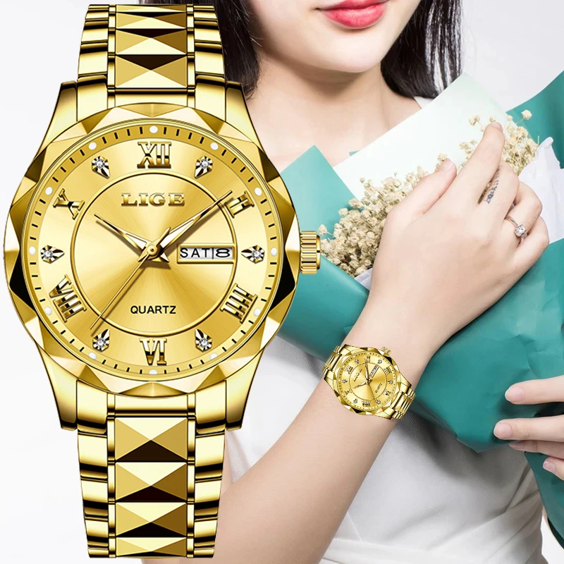LIGE Ladies Waterproof Watch Elegant Gold Diamond Bracelet Watch for Women Casual Luminous Quartz Watches Femme Relogio Feminino
LIGE Ladies Waterproof Watch Elegant Gold Diamond Bracelet Watch for Women Casual Luminous Quartz Watches Femme Relogio Feminino