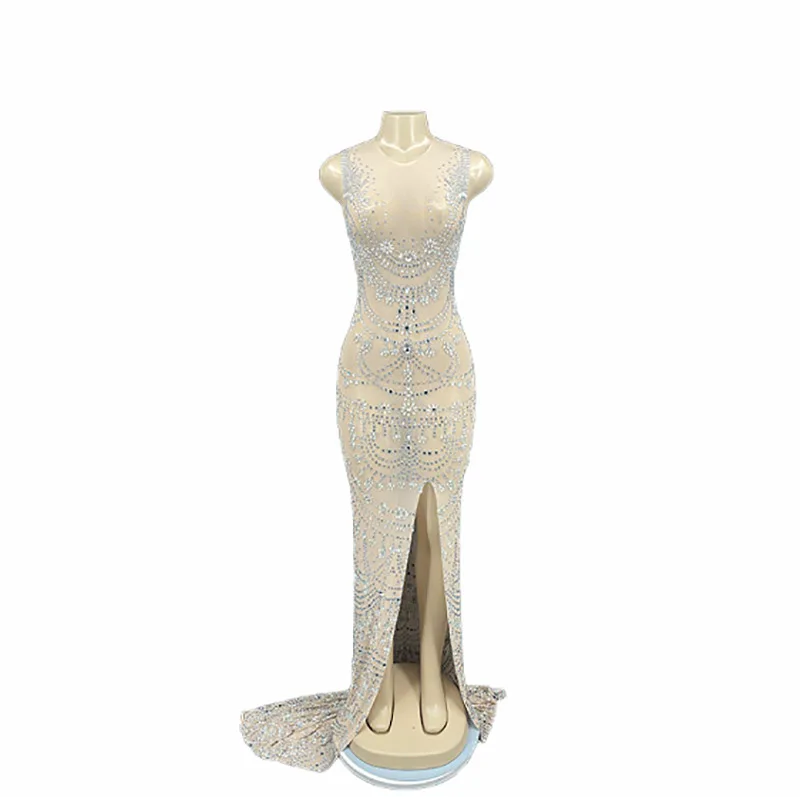 Fashion Women's Sparkling Rhinestone Sequins Sleeveless Long Mermaid Evening Dress - Front Split Elegant Cocktail Beaded Dresses
Fashion Women's Sparkling Rhinestone Sequins Sleeveless Long Mermaid Evening Dress - Front Split Elegant Cocktail Beaded Dresses