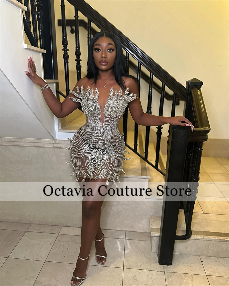 Special Silver O Neck Short Prom Dresses Black Girls Bead Crystal Rhinestone 2024 Birthday Luxury Dress Mini Cocktail Customized
Special Silver O Neck Short Prom Dresses Black Girls Bead Crystal Rhinestone 2024 Birthday Luxury Dress Mini Cocktail Customized