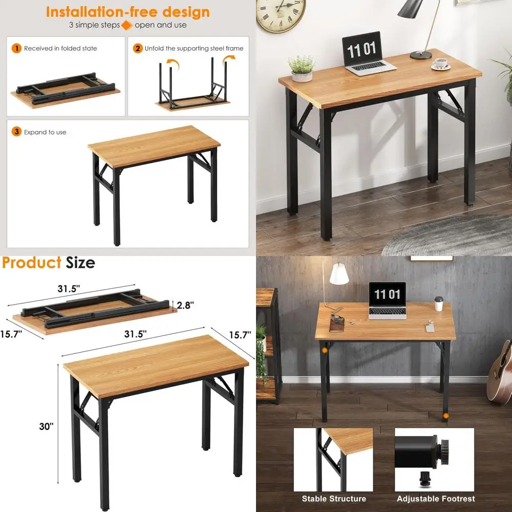 Folding Computer Desk - 31.5 Inch Foldable Office Writing Work Study Kids Student Teacher Home Bedroom Table for Small Space, Te
Folding Computer Desk - 31.5 Inch Foldable Office Writing Work Study Kids Student Teacher Home Bedroom Table for Small Space, Te