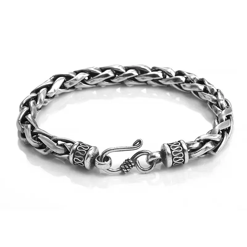 Handmade S925 Silver Bracelet Men's retro fashion Thai silver trendy woven domineering punk ornament
Handmade S925 Silver Bracelet Men's retro fashion Thai silver trendy woven domineering punk ornament