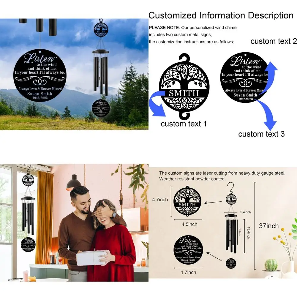 Personalized Memorial Wind Chimes - Heartfelt Sympathy Gifts for Grieving Families and Loss of a Loved One
Personalized Memorial Wind Chimes - Heartfelt Sympathy Gifts for Grieving Families and Loss of a Loved One