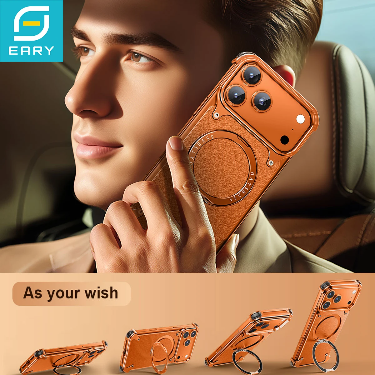 Кожаный чехол для телефона Eary для iPhone 17 Pro Max/Air 360 ° Вращающаяся магнитная подставка, безрамная утолщенная противоударная защитная крышка от падения
Кожаный чехол для телефона Eary для iPhone 17 Pro Max/Air 360 ° Вращающаяся магнитная подставка, безрамная утолщенная противоударная защитная крышка от падения
