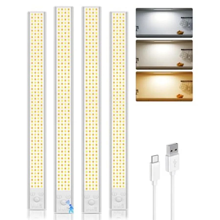 16inch Under Cabinet Lighting, 216LED Motion Sensor Light Indoor, Rechargeable Closet Lights, 3 Color Temps, Dimmable, Wireless
16inch Under Cabinet Lighting, 216LED Motion Sensor Light Indoor, Rechargeable Closet Lights, 3 Color Temps, Dimmable, Wireless
