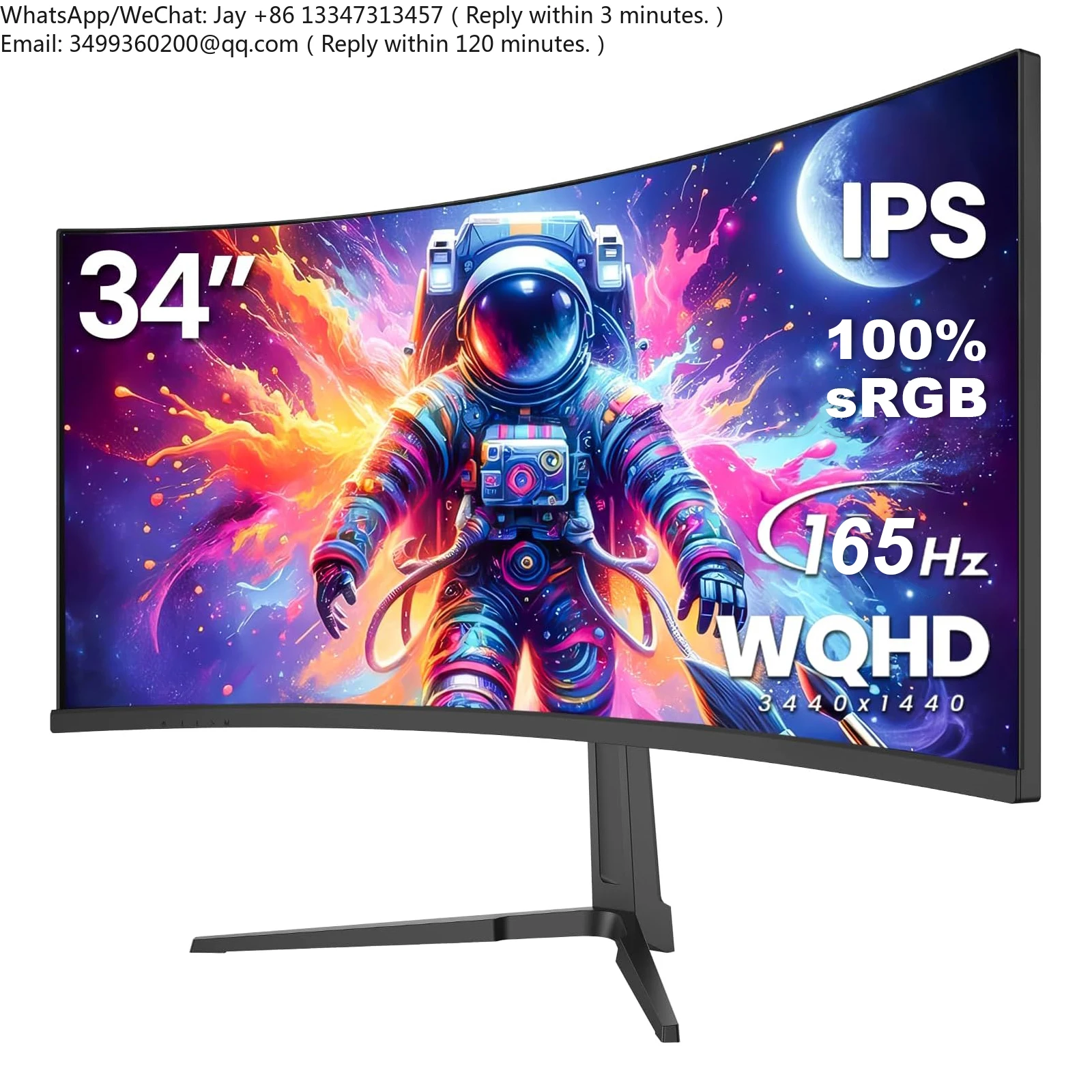 34" Curved Gaming Monitor IPS WQHD(3440x1440P) 165Hz 1900R 21:9 100%sRGB UltraWide HDR DP PC Display Wall Mountable
34" Curved Gaming Monitor IPS WQHD(3440x1440P) 165Hz 1900R 21:9 100%sRGB UltraWide HDR DP PC Display Wall Mountable