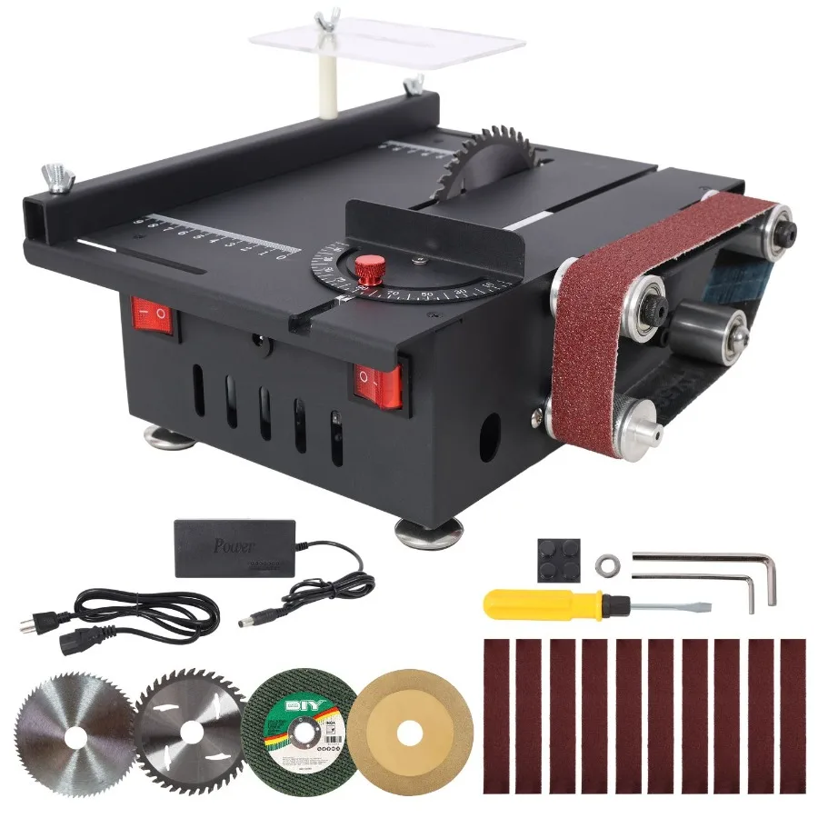 Mini Table Saw Belt Sander 4pcs Blades 10pcs Sanding Blet 7 Gear Adjustable 090 Angle Available for Wood PCB Acrylic Plastic DI
Mini Table Saw Belt Sander 4pcs Blades 10pcs Sanding Blet 7 Gear Adjustable 090 Angle Available for Wood PCB Acrylic Plastic DI