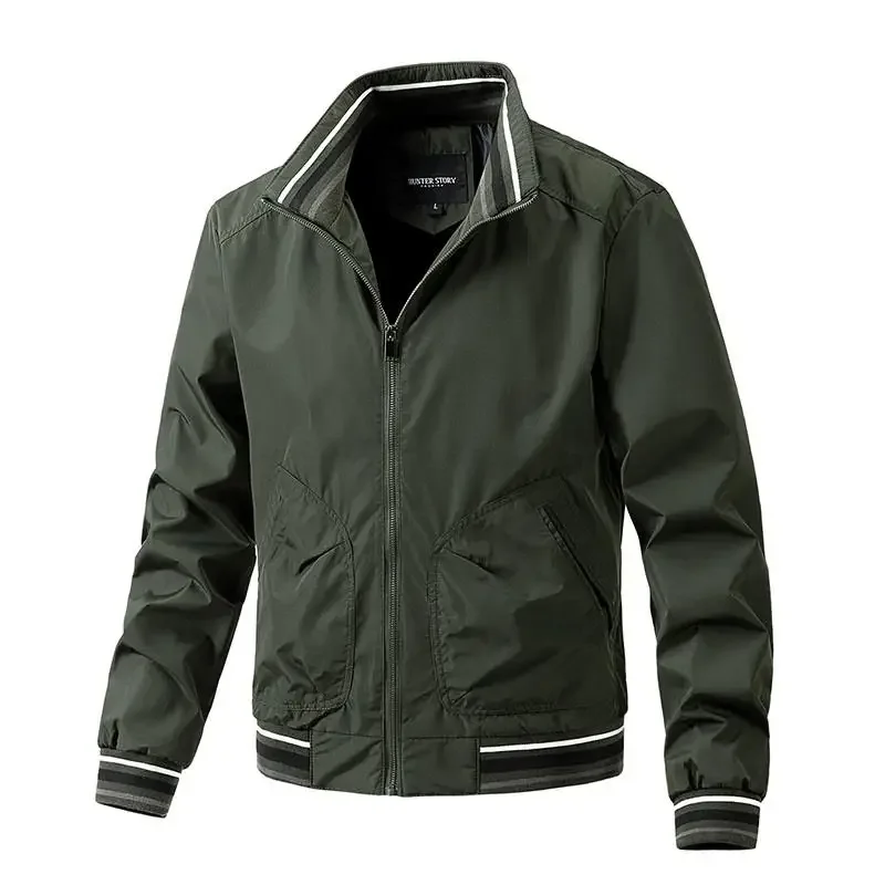 Thin Single-layer Jacket Stand Collar Jacket Men's Trendy Men's Spring And Autumn Slim Fitting Fashionable And Versatile Jacket
Thin Single-layer Jacket Stand Collar Jacket Men's Trendy Men's Spring And Autumn Slim Fitting Fashionable And Versatile Jacket