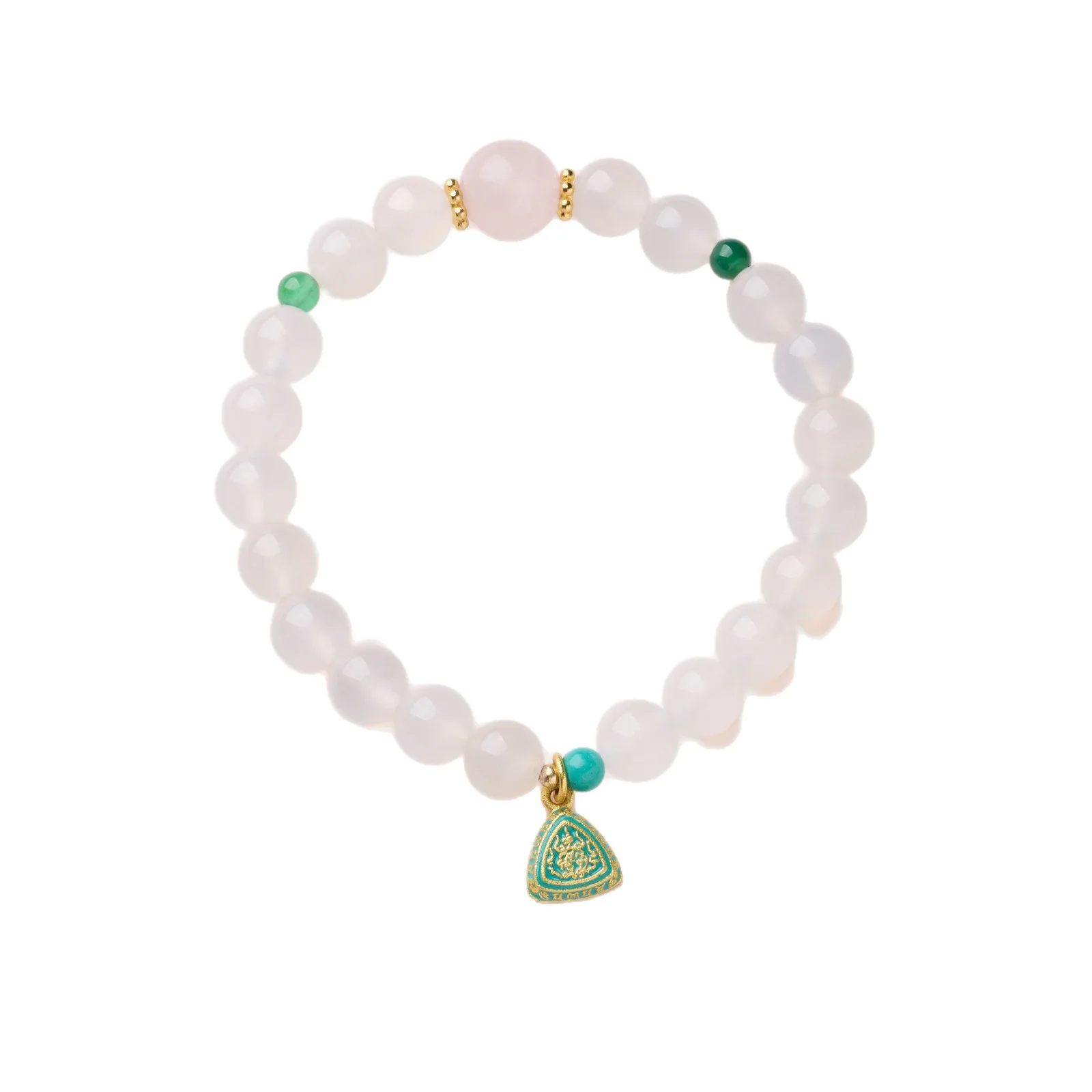 Natural White Agate Beaded Bracelet for Women with Ten Symbols of Freedom Triangle Pendant Elegant Jewelry Gifts
Natural White Agate Beaded Bracelet for Women with Ten Symbols of Freedom Triangle Pendant Elegant Jewelry Gifts