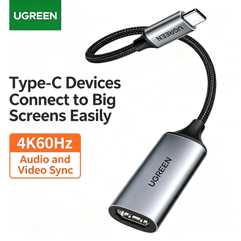 UGREEN USB Type C to HDMI 2.0 Female Adapter 4K 60Hz Thunderbolt 3/4/5 Video Converter for Laptop PC TV Monitor Projector
UGREEN USB Type C to HDMI 2.0 Female Adapter 4K 60Hz Thunderbolt 3/4/5 Video Converter for Laptop PC TV Monitor Projector